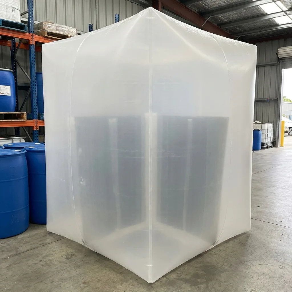 Baffle liner holding a square shape when filled