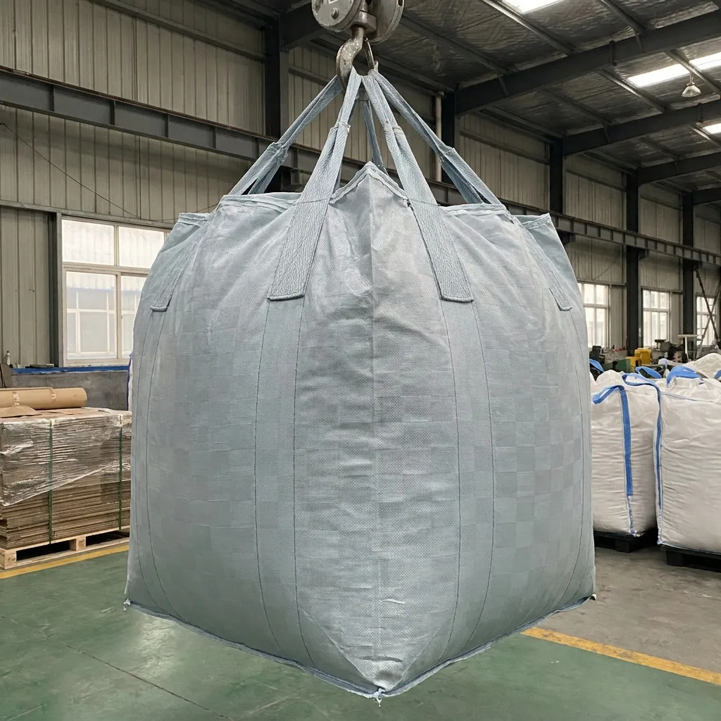 Type D antistatic FIBC lifted in a warehouse