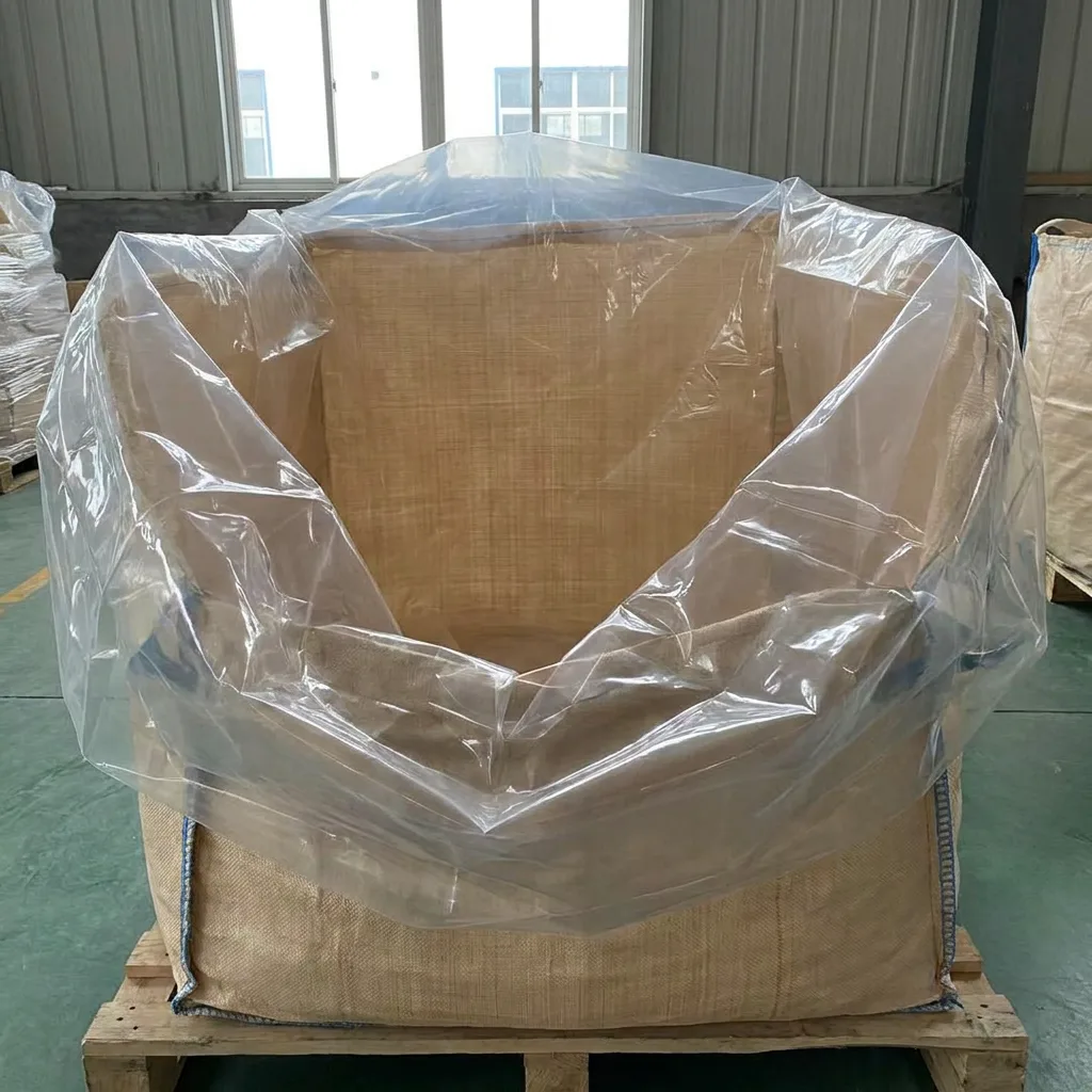 Clear PVC liner fitted inside an open bulk bag
